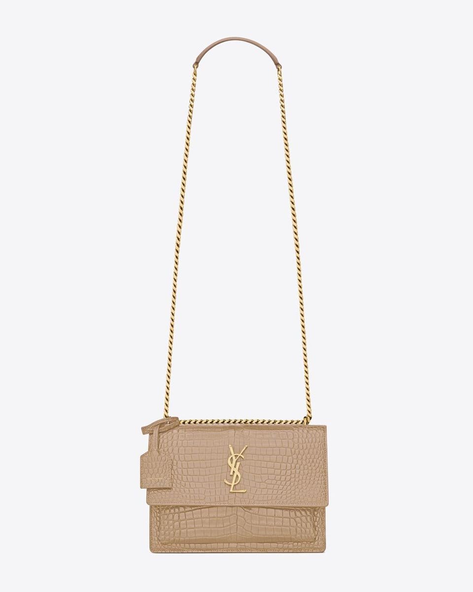 SAINT LAURENT - Sunset medium en cuir embossé crocodile