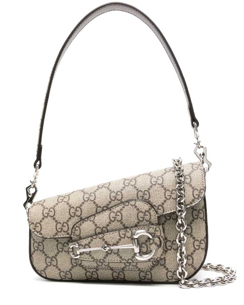 GUCCI - Neutral Horsebit 1955 Mini Leather Shoulder Bag